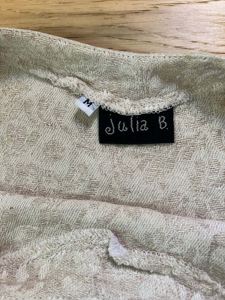 Vintage Julia B. Size M Linen Blend Brocade Shift Dress Cream Tan Made In Usa — image 4 of 6